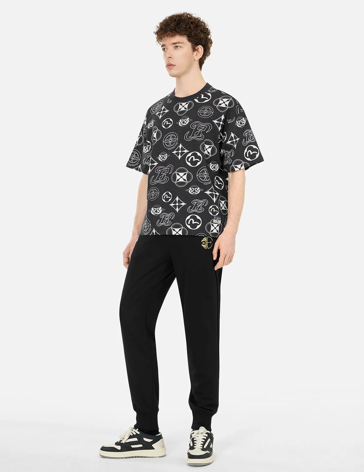 Allover Multi-logo Print Loose Fit T-shirt