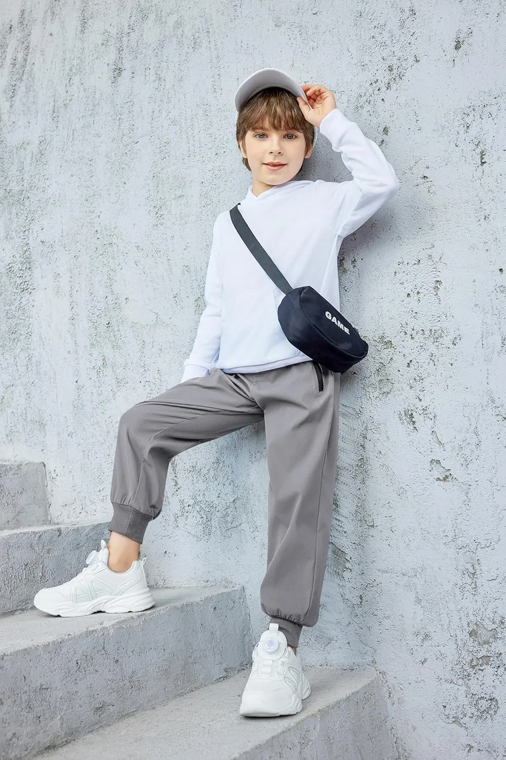 Arshiner Boys Casual Pants Kids Elastic Waist Drawstring Jogger Pants