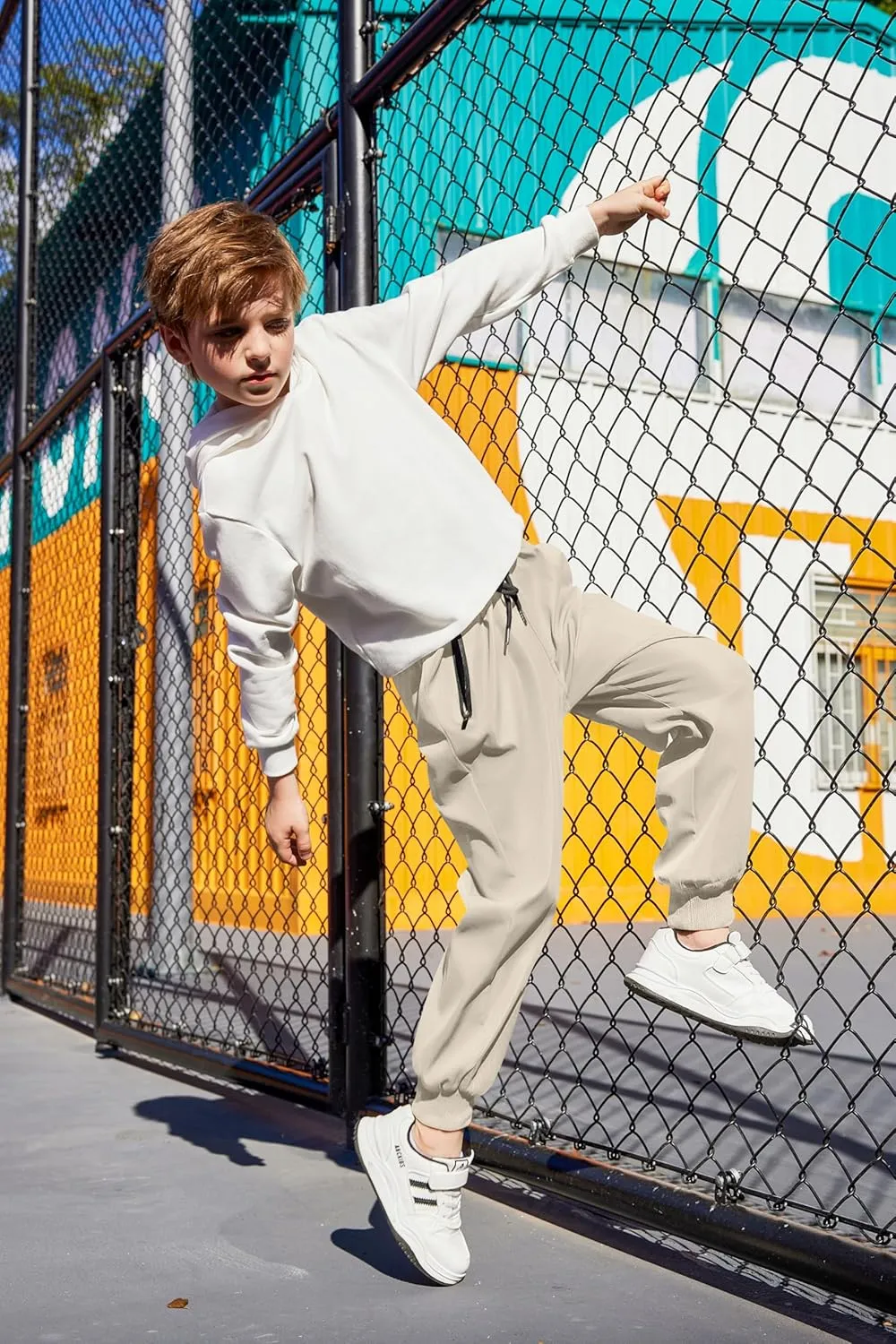 Arshiner Boys Casual Pants Kids Elastic Waist Drawstring Jogger Pants