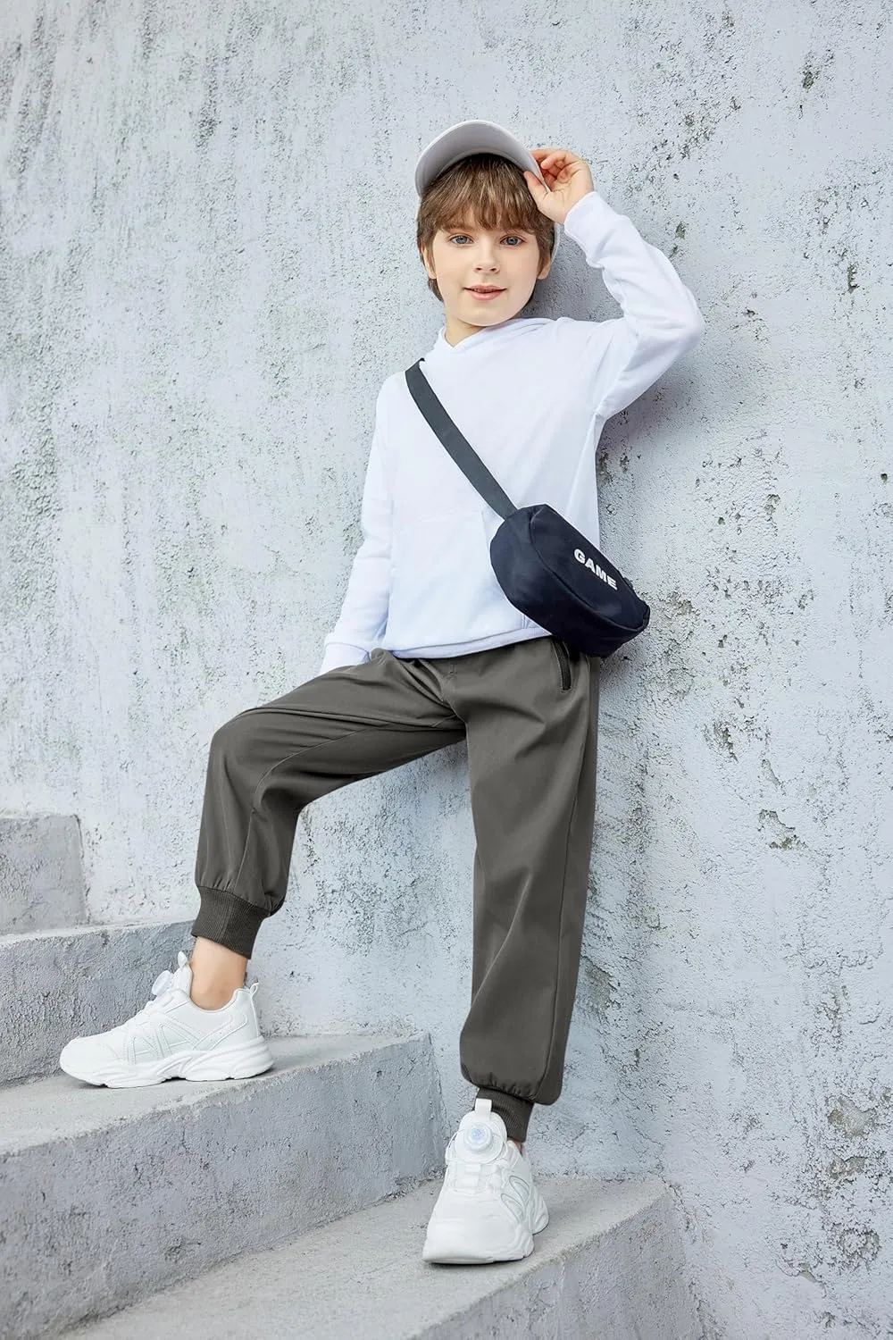 Arshiner Boys Casual Pants Kids Elastic Waist Drawstring Jogger Pants