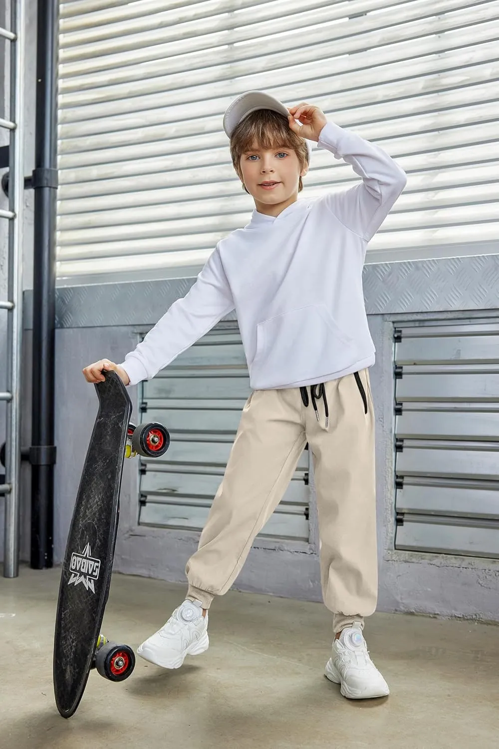 Arshiner Boys Casual Pants Kids Elastic Waist Drawstring Jogger Pants