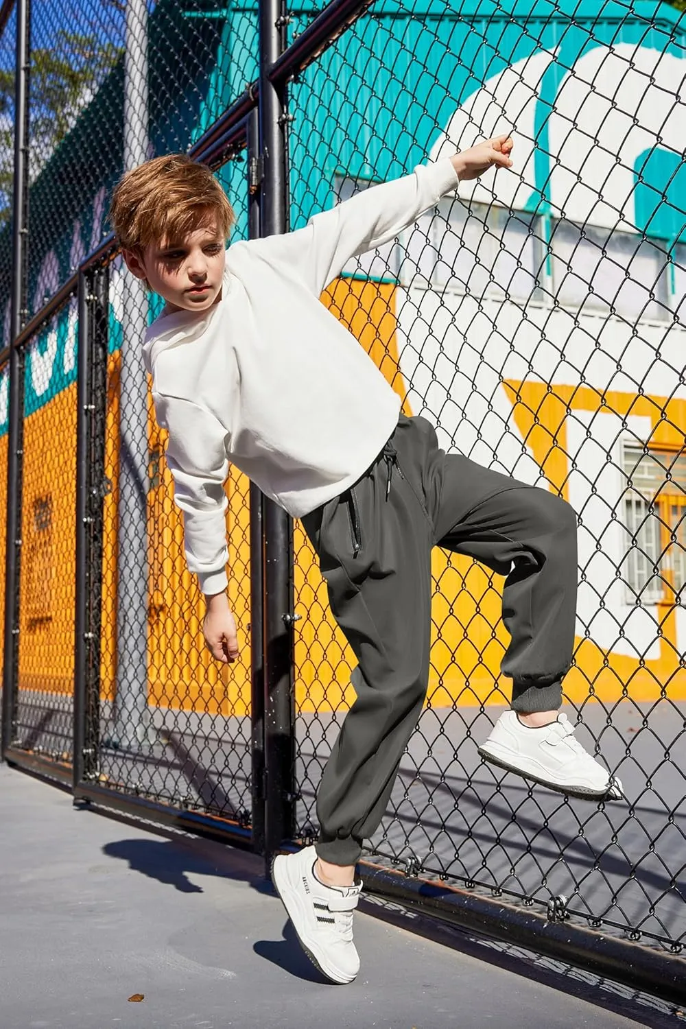 Arshiner Boys Casual Pants Kids Elastic Waist Drawstring Jogger Pants
