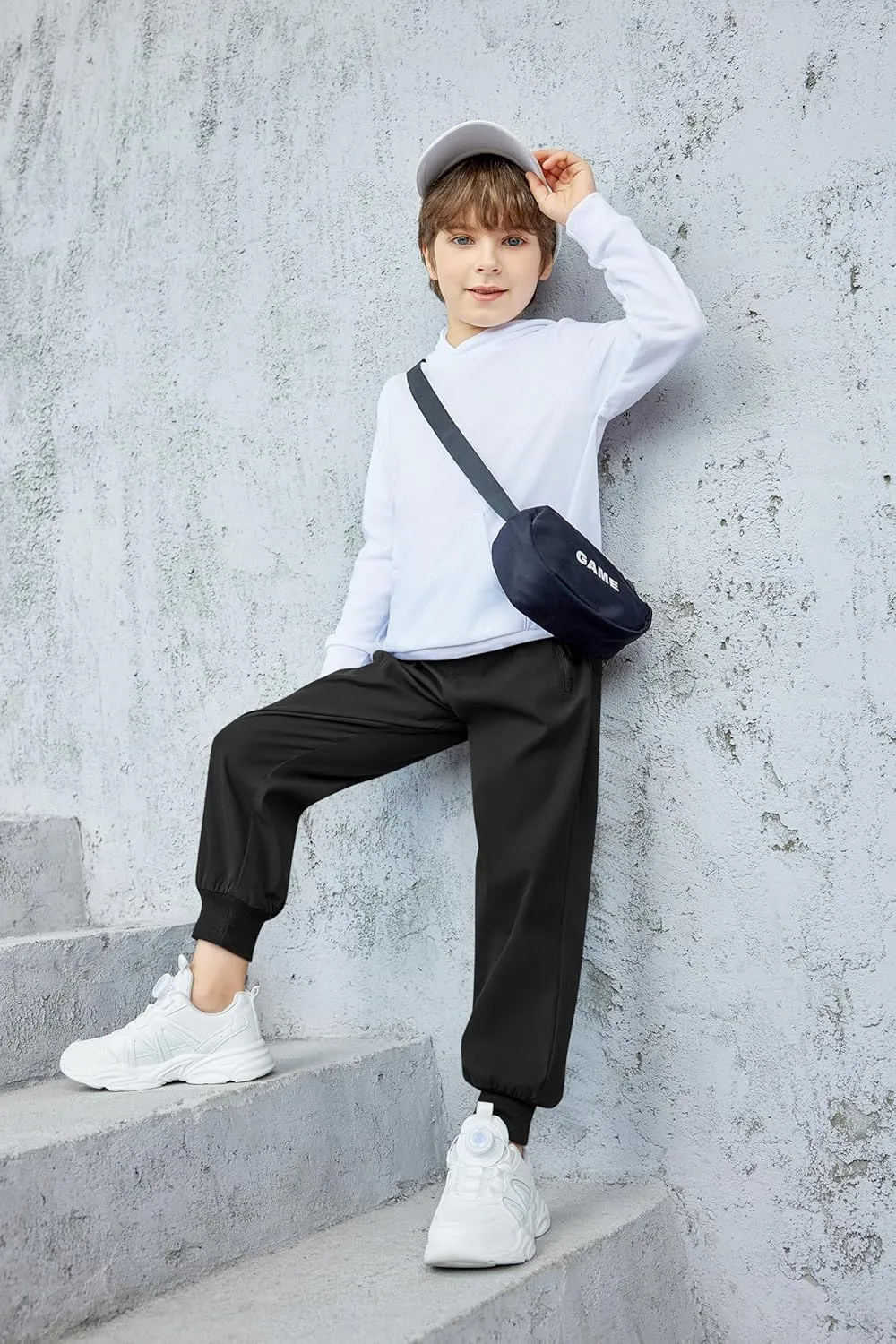 Arshiner Boys Casual Pants Kids Elastic Waist Drawstring Jogger Pants