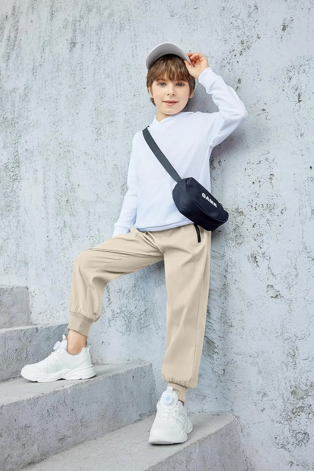 Arshiner Boys Casual Pants Kids Elastic Waist Drawstring Jogger Pants