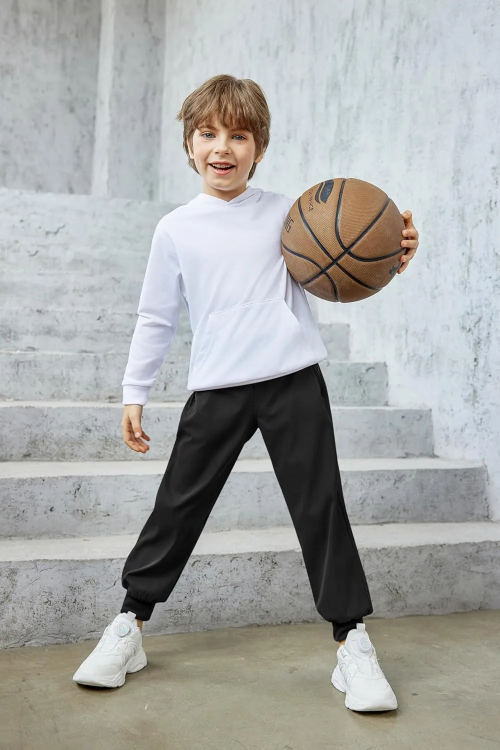 Arshiner Boys Casual Pants Kids Elastic Waist Drawstring Jogger Pants
