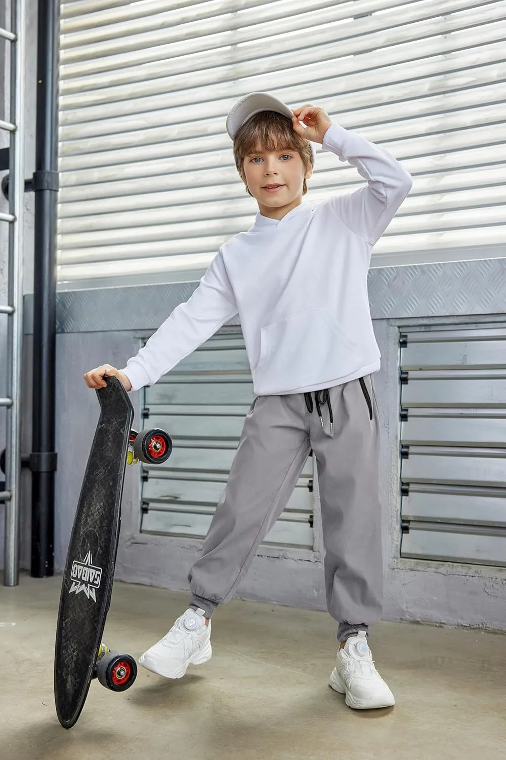 Arshiner Boys Casual Pants Kids Elastic Waist Drawstring Jogger Pants