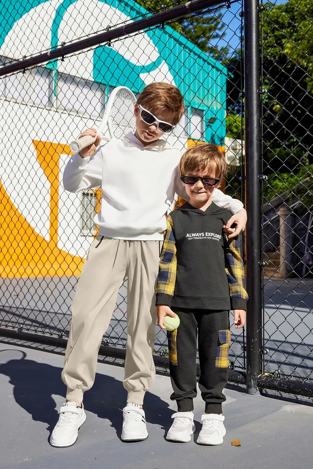 Arshiner Boys Casual Pants Kids Elastic Waist Drawstring Jogger Pants