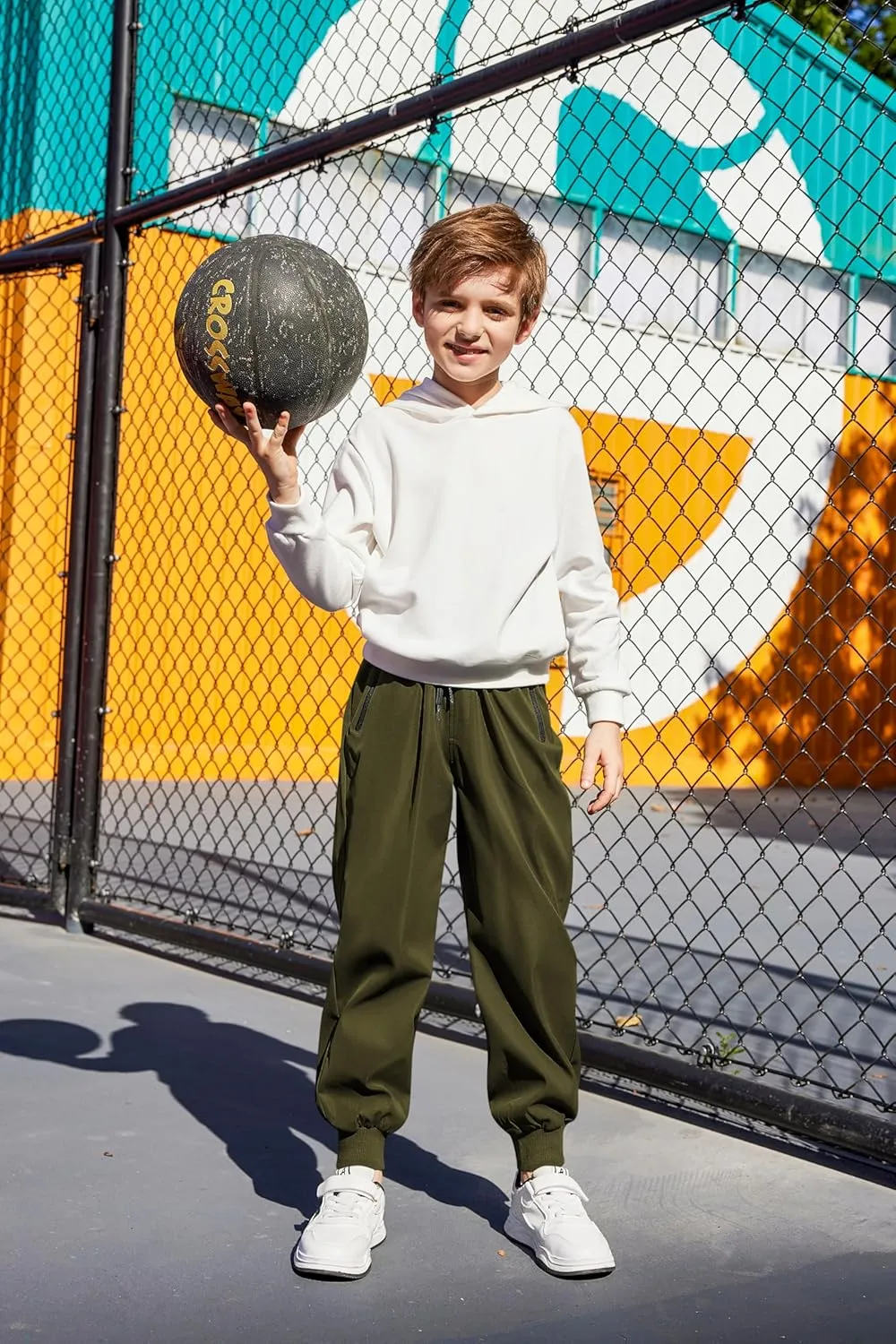 Arshiner Boys Casual Pants Kids Elastic Waist Drawstring Jogger Pants