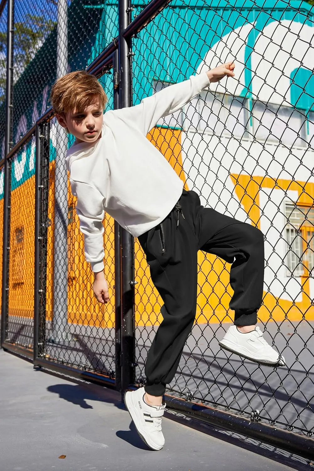 Arshiner Boys Casual Pants Kids Elastic Waist Drawstring Jogger Pants