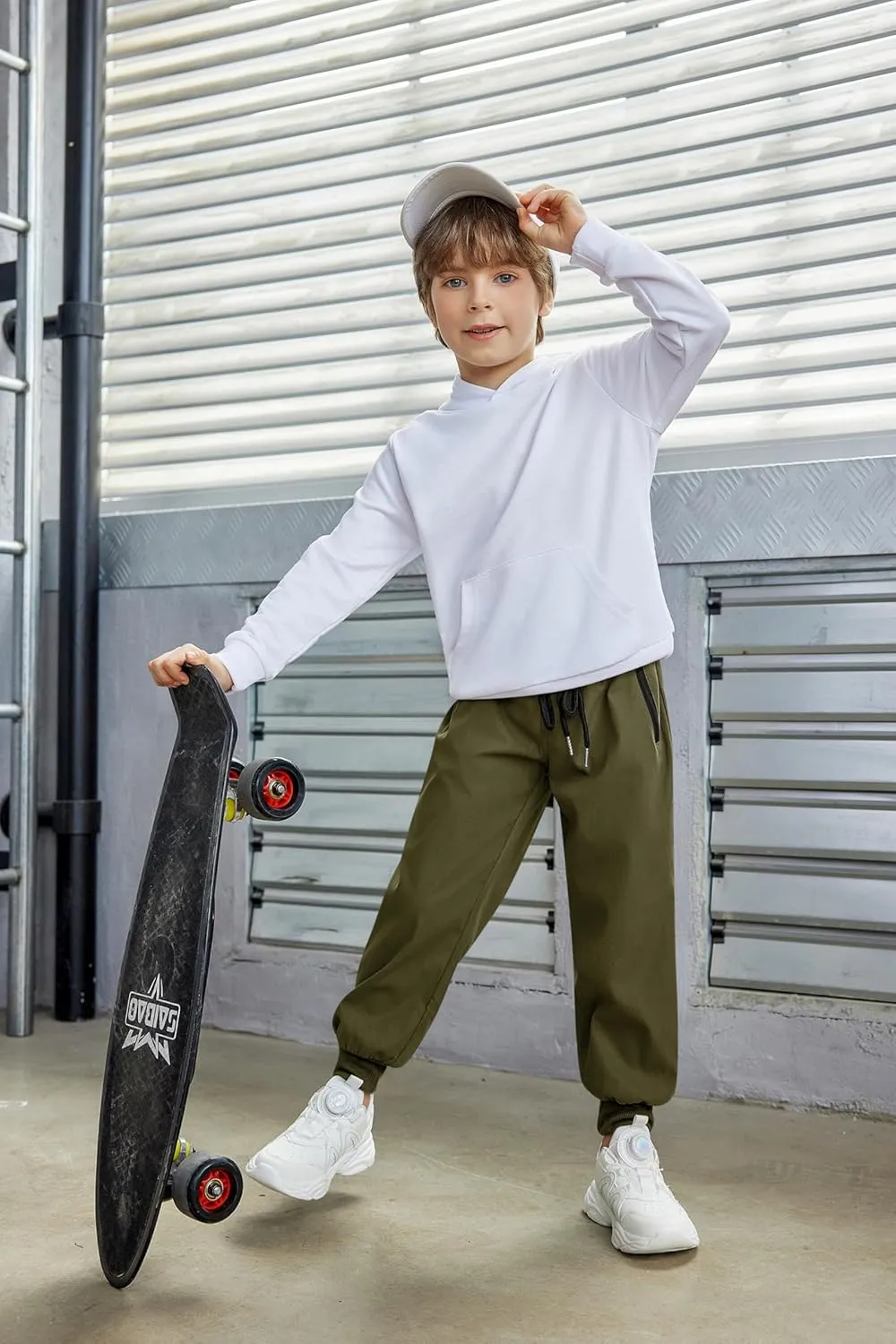 Arshiner Boys Casual Pants Kids Elastic Waist Drawstring Jogger Pants