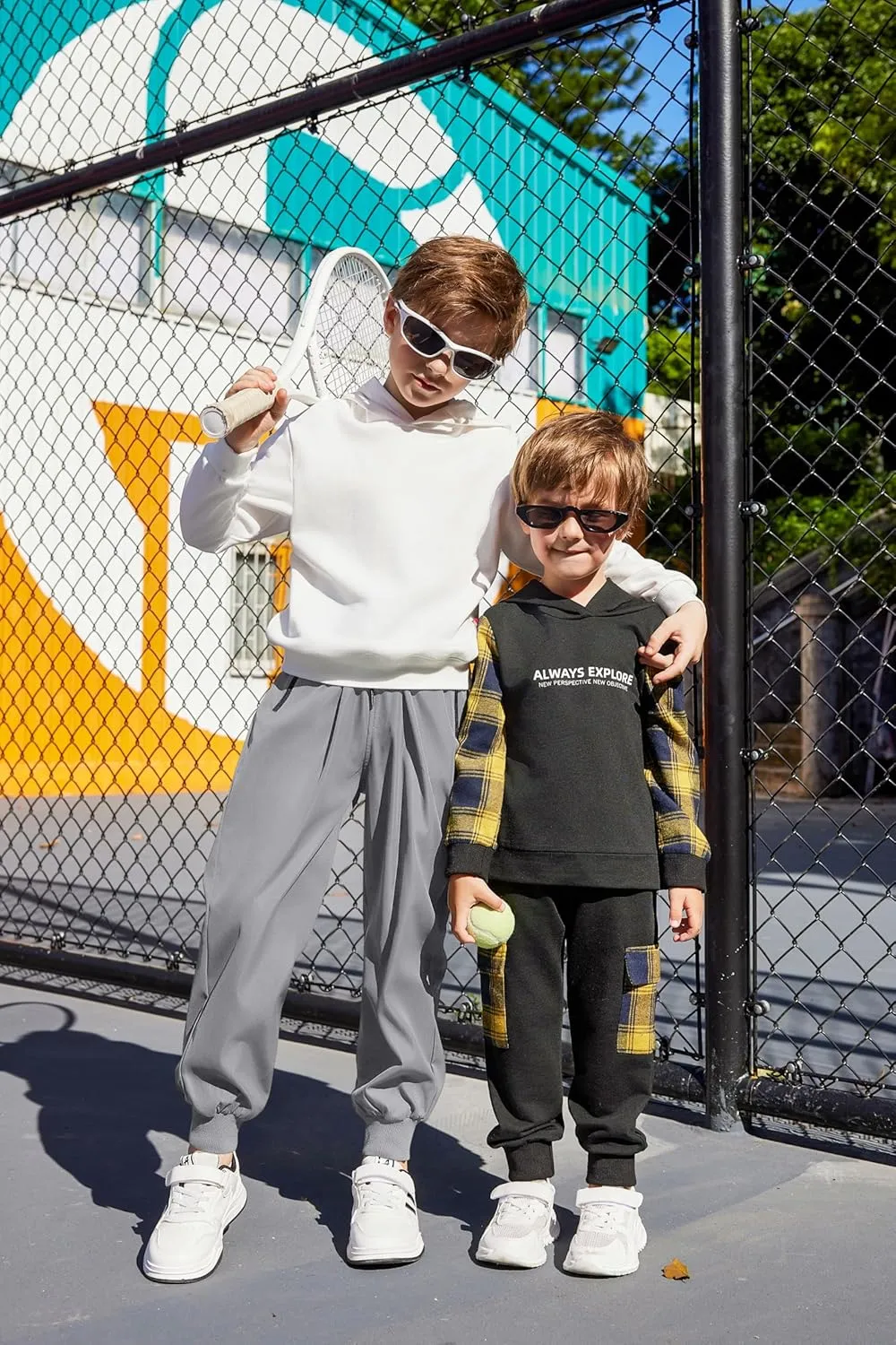 Arshiner Boys Casual Pants Kids Elastic Waist Drawstring Jogger Pants