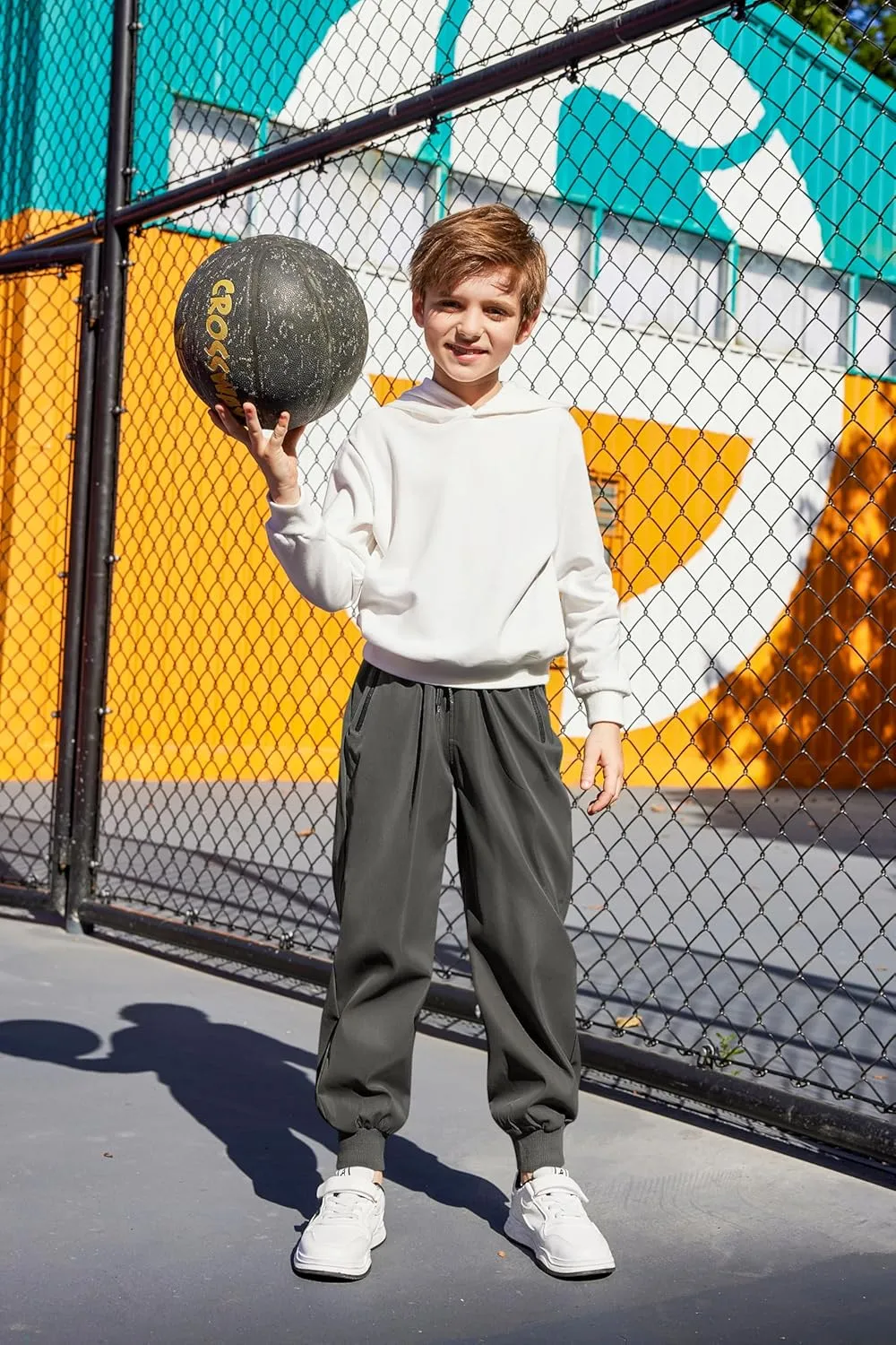 Arshiner Boys Casual Pants Kids Elastic Waist Drawstring Jogger Pants