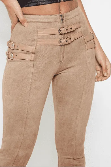 Belt decorated Khaki Pants