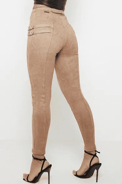Belt decorated Khaki Pants
