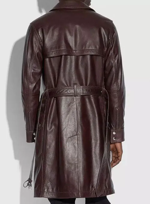 BELTED LEATHER TRENCH COAT