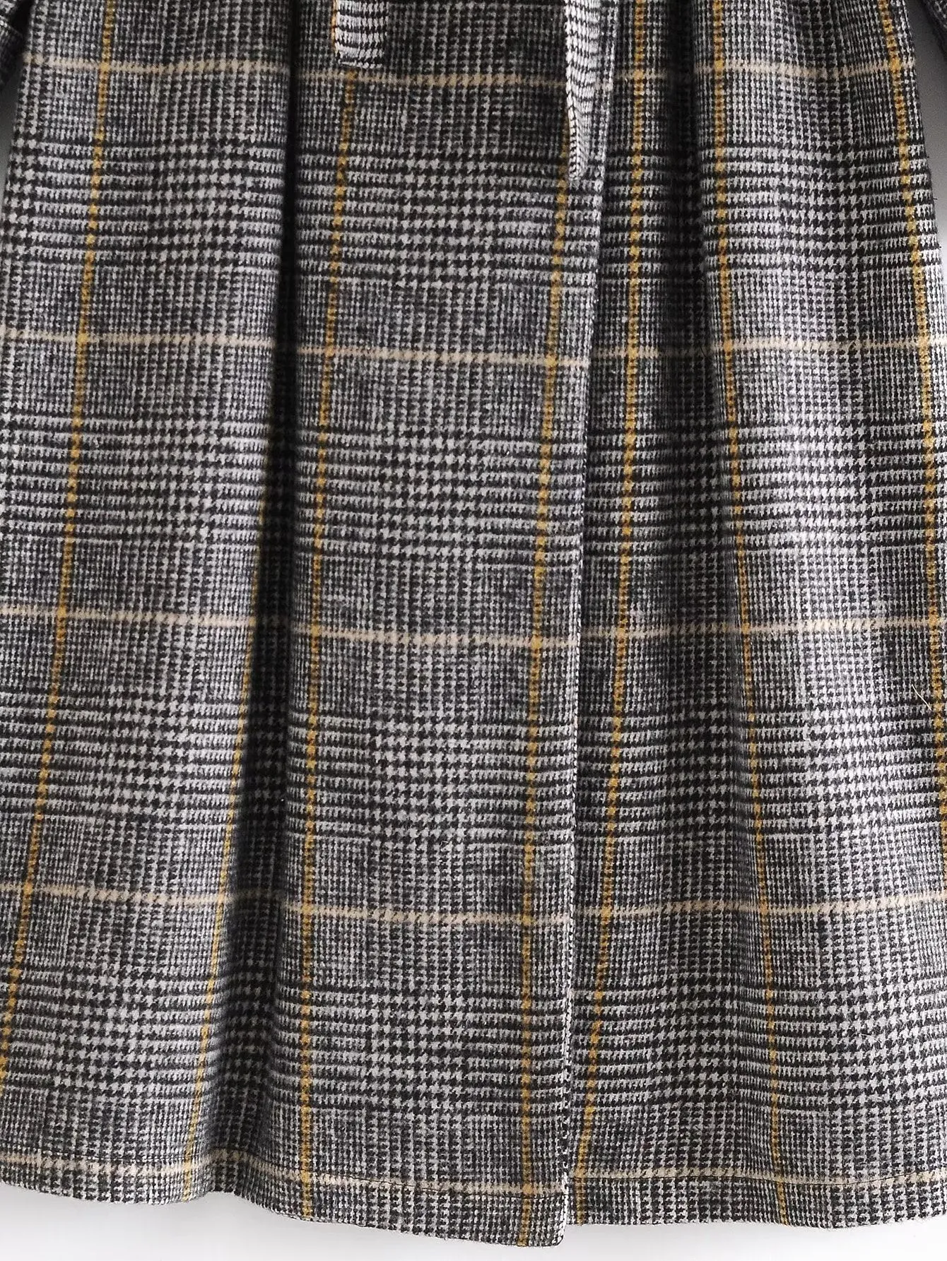 Belted Plaid 3/4 Length Coat