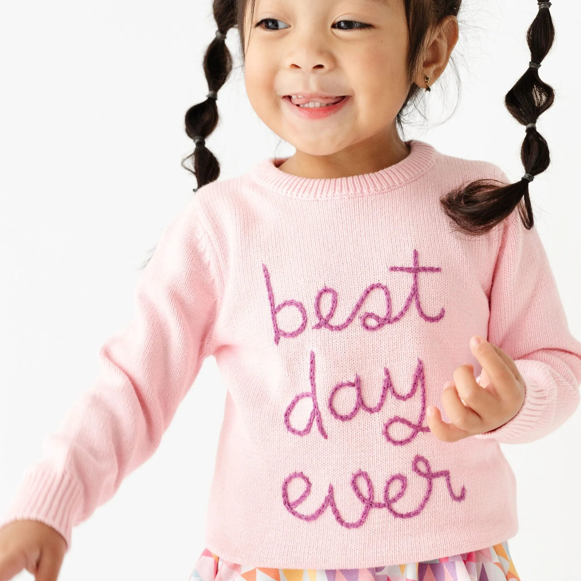Best Day Ever Pullover Sweater, Pink/Purple
