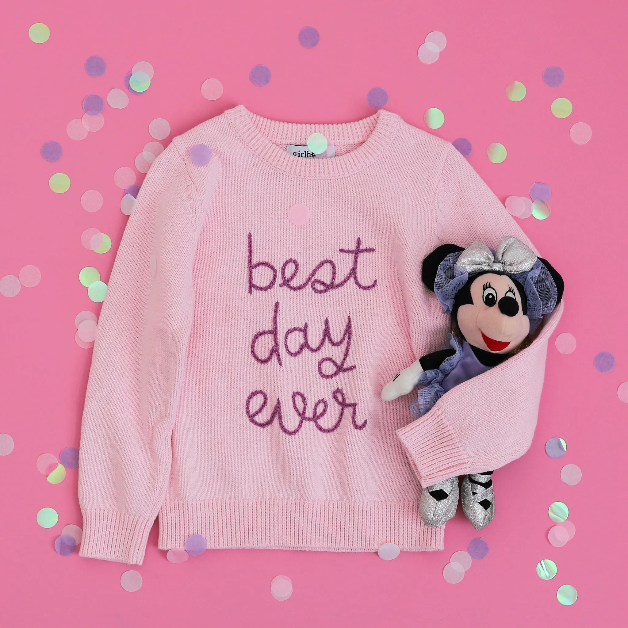 Best Day Ever Pullover Sweater, Pink/Purple