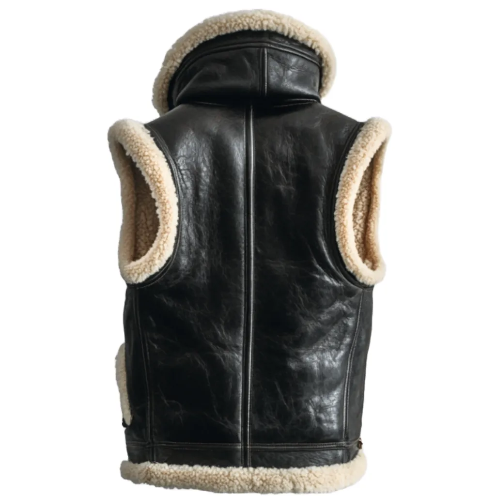 Black Shearling Leather Vest - Cosy Winter Style | El Zoro