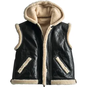 Black Shearling Leather Vest - Cosy Winter Style | El Zoro
