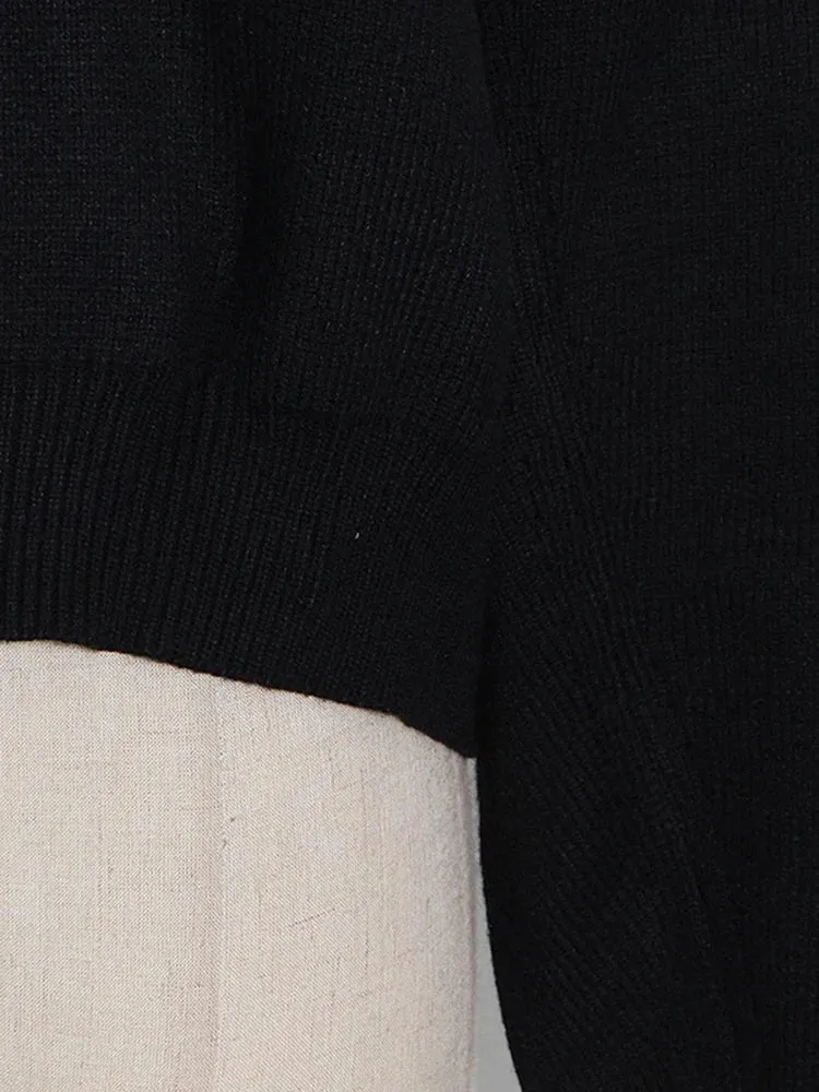 Black silver chain key hole sweater