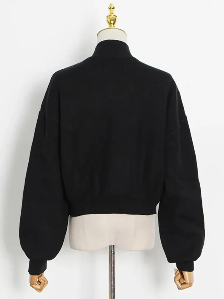 Black silver chain key hole sweater