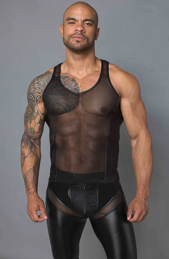 Black wet look pants - MANNISH