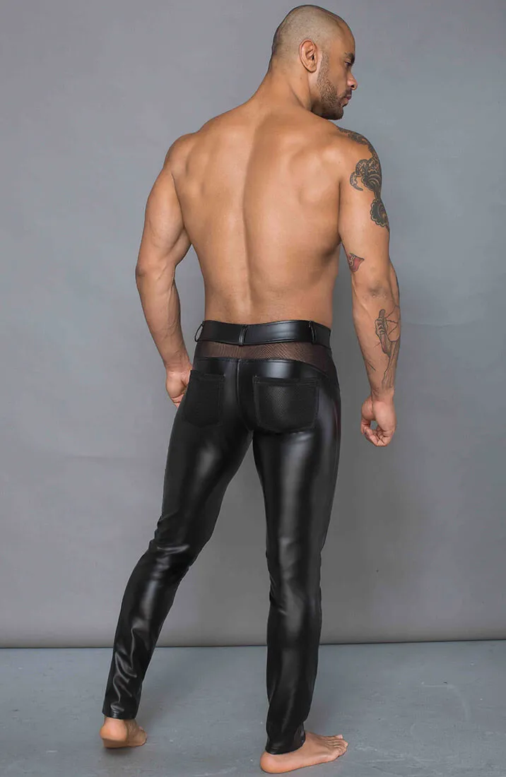 Black wet look pants - MANNISH
