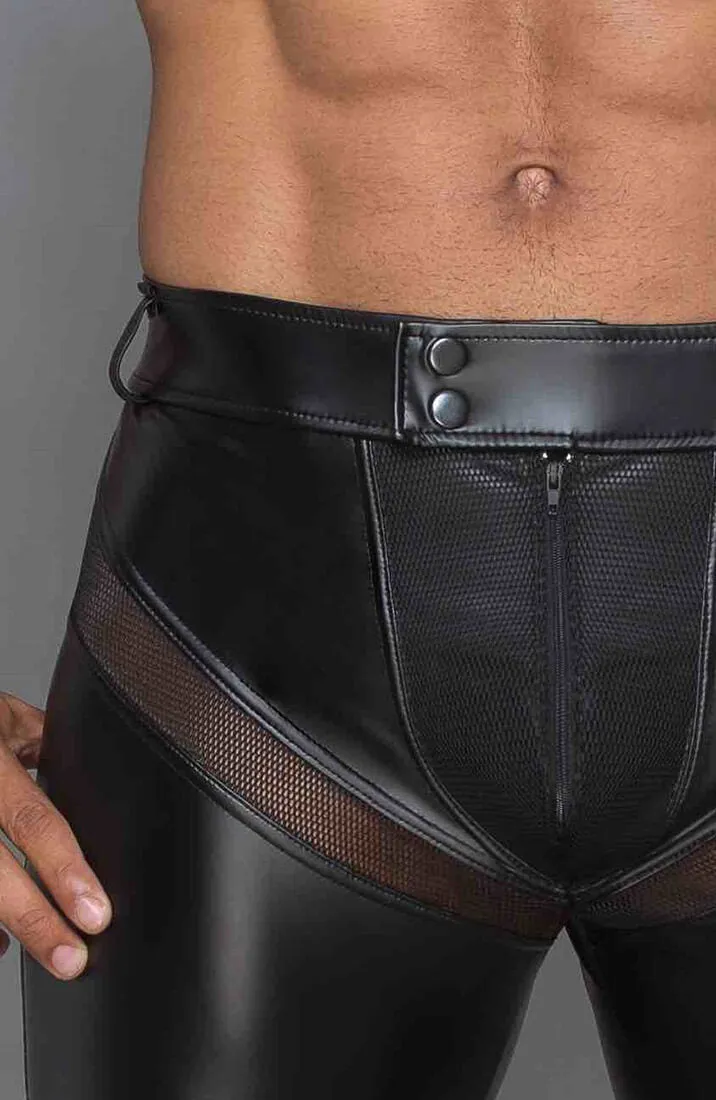 Black wet look pants - MANNISH