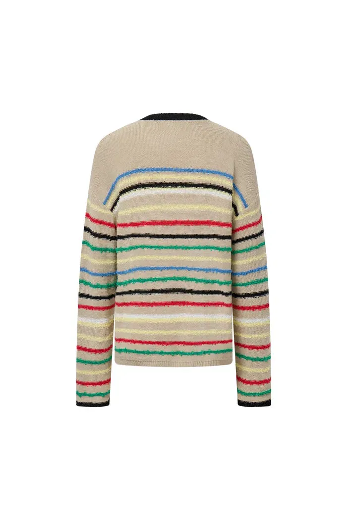 Blair Rainbow Striped Sweater in Linen Blend Knit