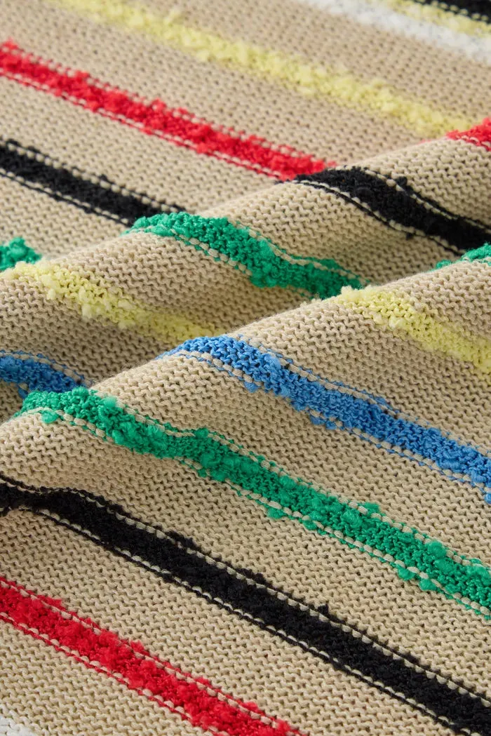 Blair Rainbow Striped Sweater in Linen Blend Knit