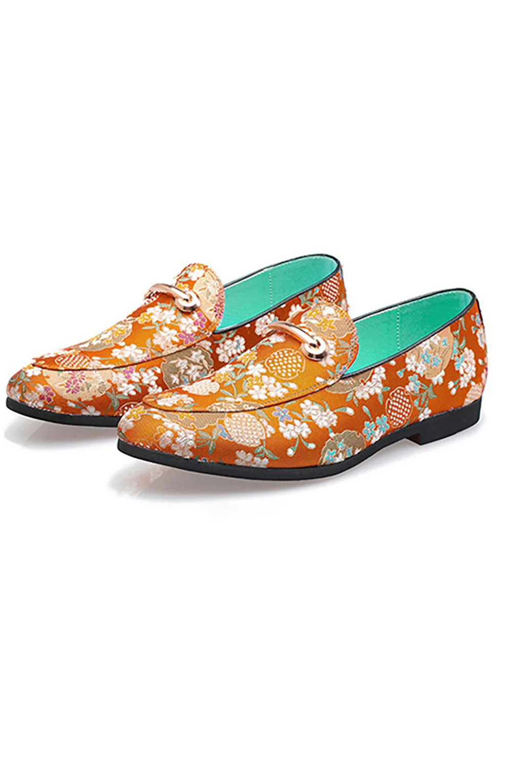Blue Jacquard Slip-On Men's Party Shoes