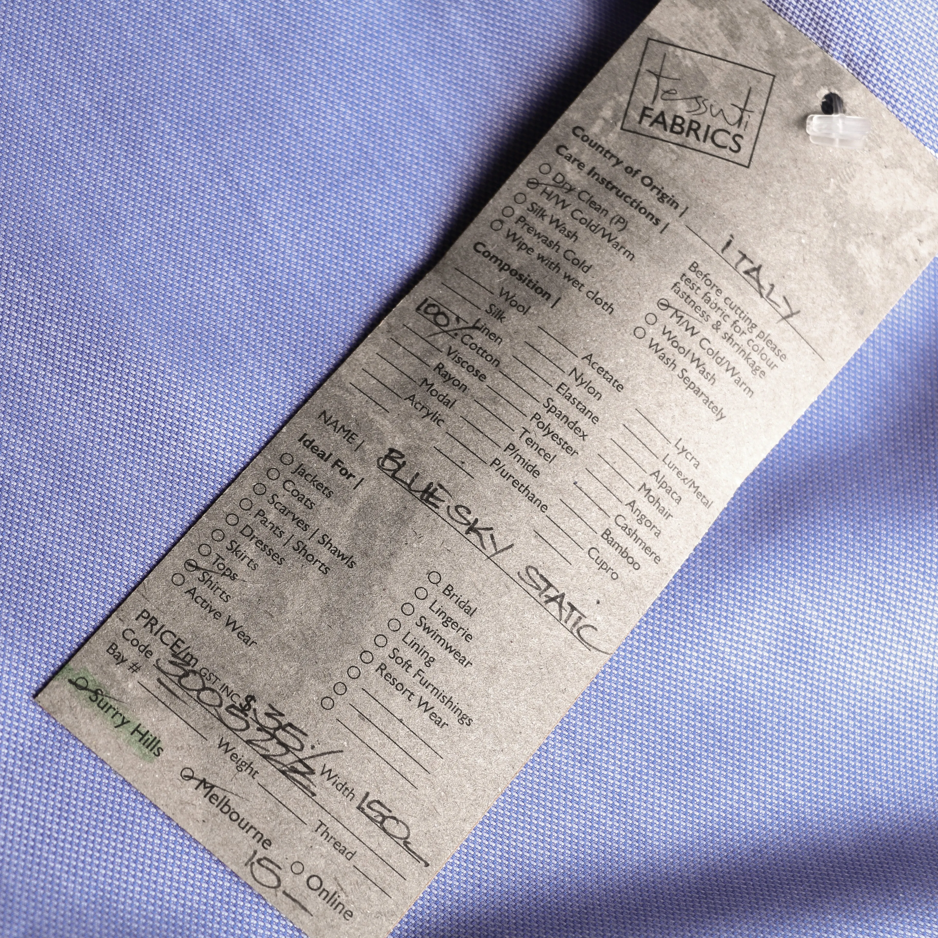 Blue Sky Static Cotton Shirting