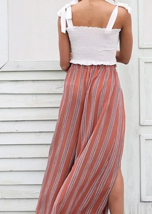 Boho Loose striped Pants with side slit