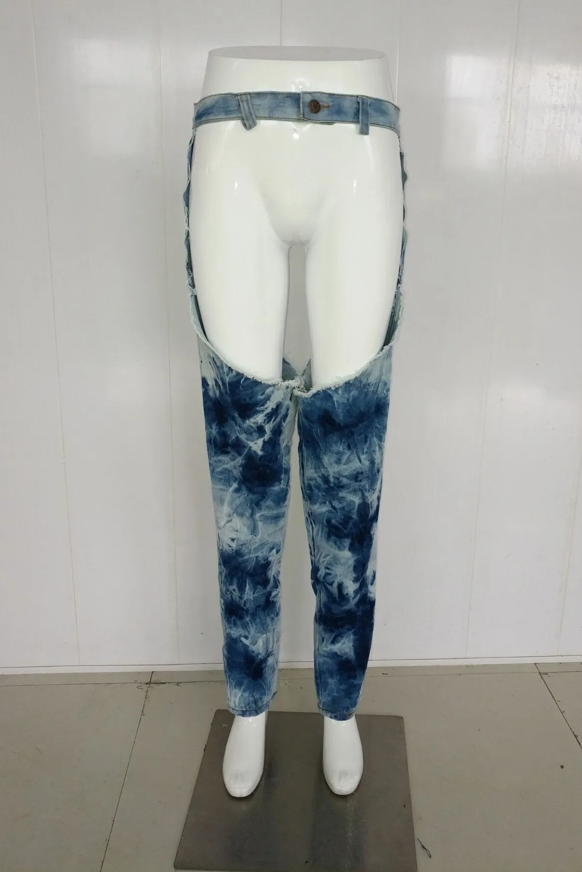 Clearance Big Cut Out Holes Long Skinny Jeans Denim Pants
