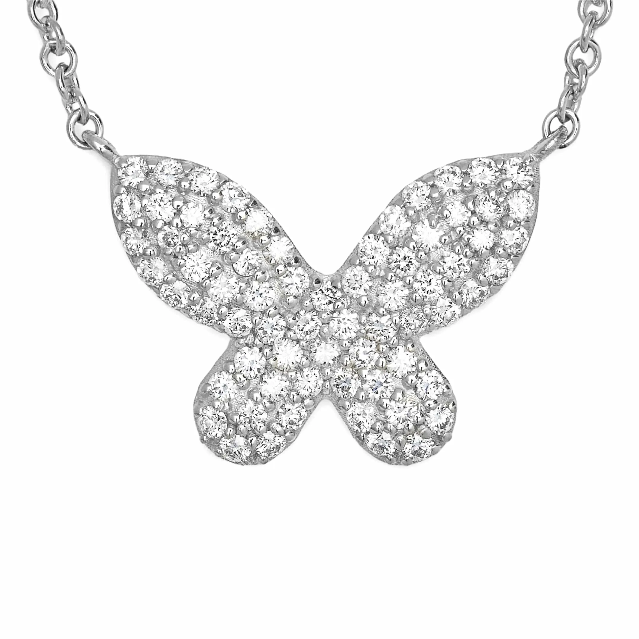 Diamond and White Gold Butterfly Necklace