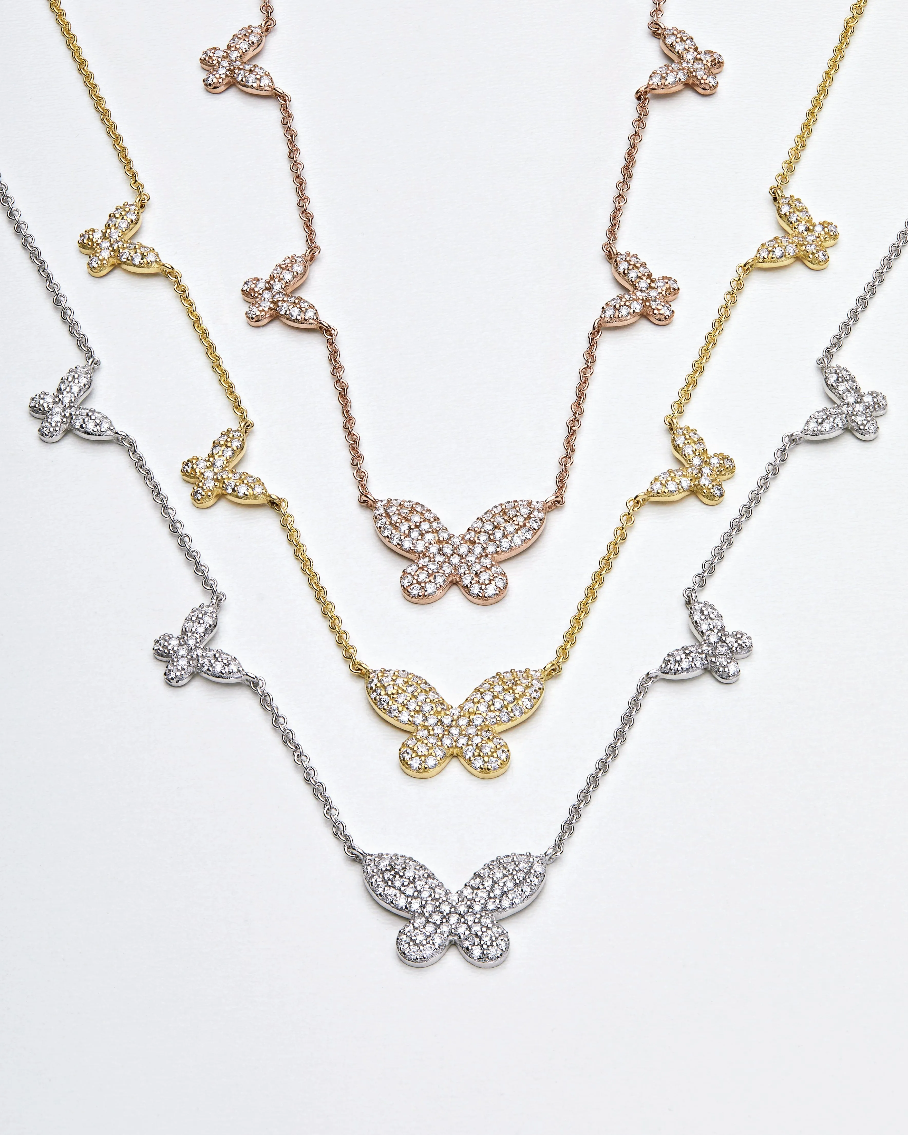 Diamond and White Gold Butterfly Necklace