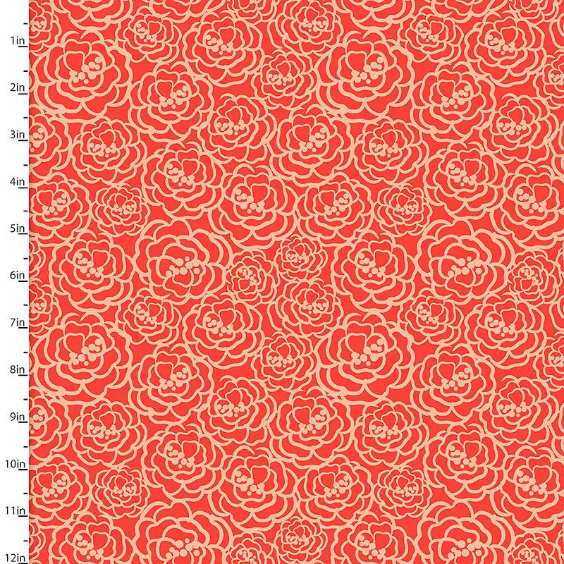 Fabric Editions Madison Floral on Red Cotton Prints