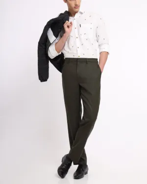 Flat Front Wool Chinos - Olive