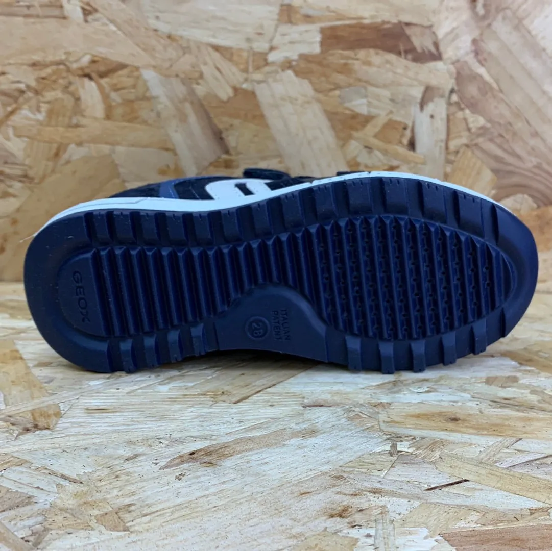 Geox Kids Alben Leather Trainers - Navy / Dark Avio