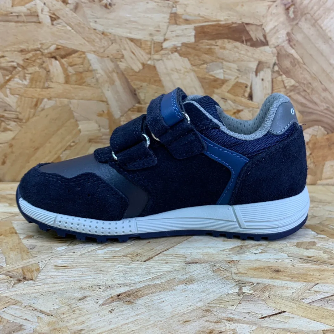 Geox Kids Alben Leather Trainers - Navy / Dark Avio