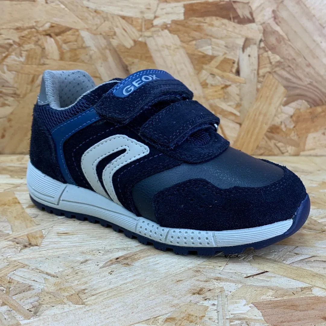 Geox Kids Alben Leather Trainers - Navy / Dark Avio