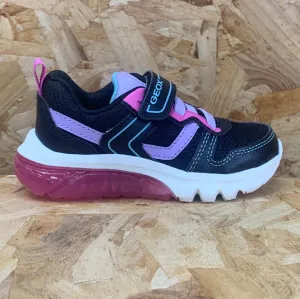 Geox Kids Ciberdron Light Up Trainers - Black / Fuchsia