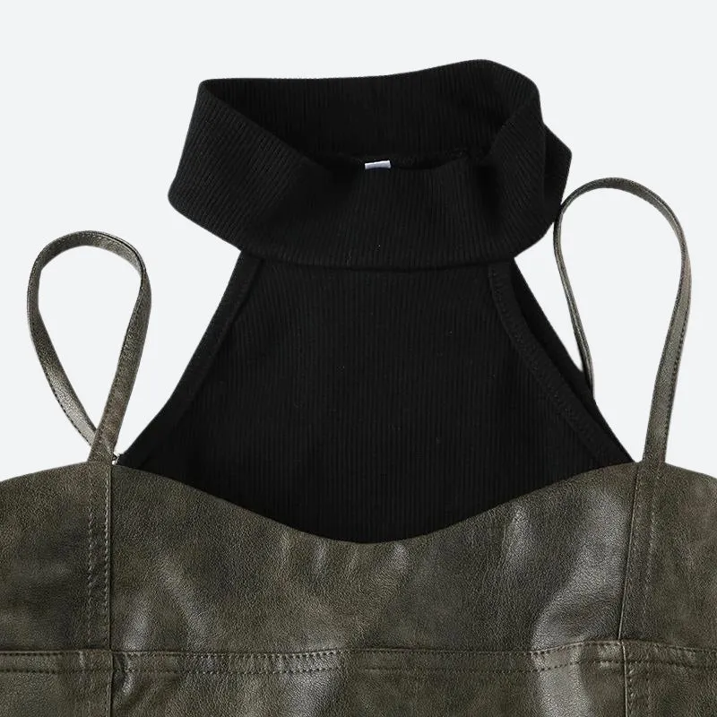 Grunge Crop Halter Top