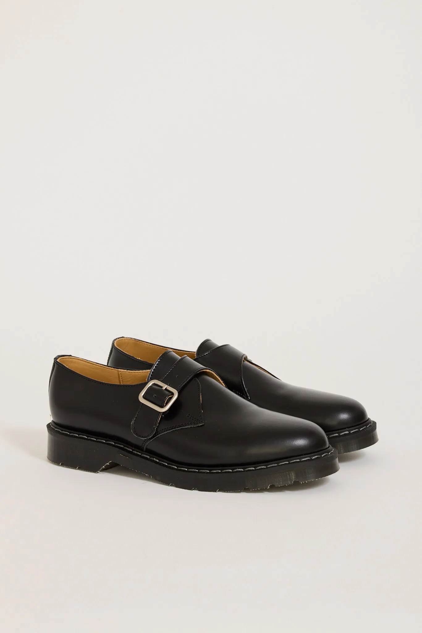 Hi Shine Single Buckle Monk Shoe Black