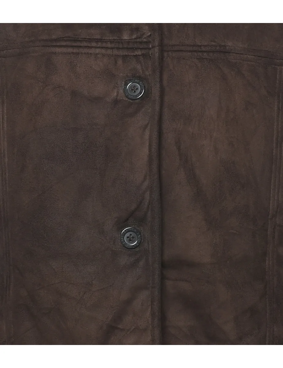 Hooded Dark Brown Coat - M