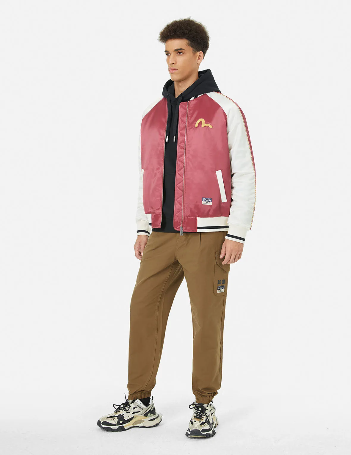 Kamon and Wheel of Wisdom Embroidery Fashion Fit Woven Jogger