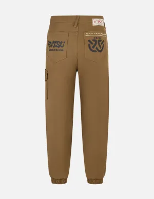 Kamon and Wheel of Wisdom Embroidery Fashion Fit Woven Jogger