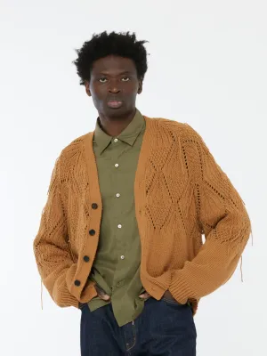 Knit 5-Button Cardigan (Brown)