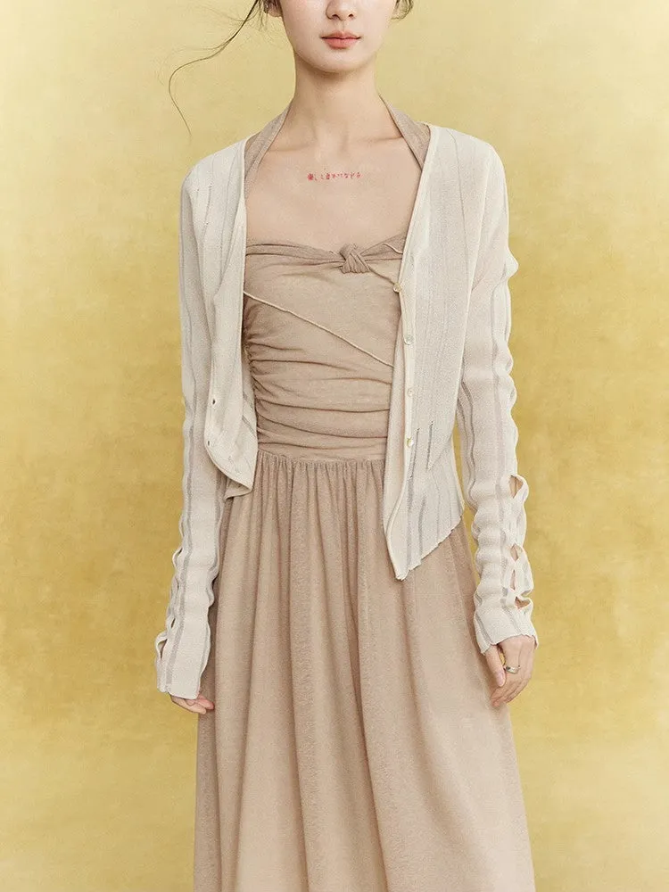Knit Mesh Thin Sheer Damage Tops